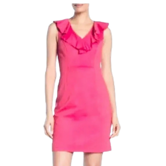 NWT Trina Turk peplum sleeveless fuchsia pink dress lined midi size 2 - Picture 1 of 12